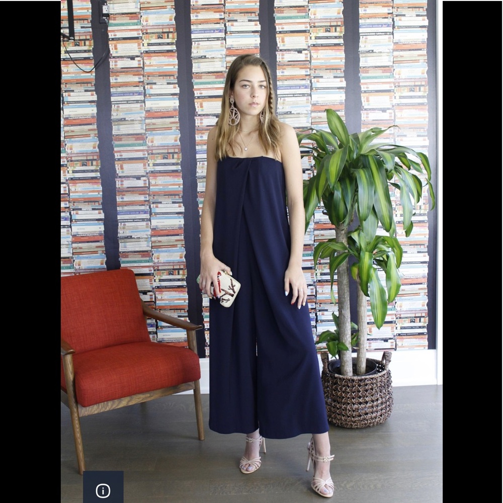 Blue strapless jumpsuit by Tara Jarmon